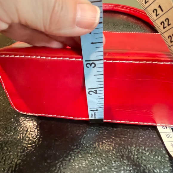 Vera Pelle Made in Italy Candy Apple Red Genuine Leather Purse Handbag - Picture 8 of 16